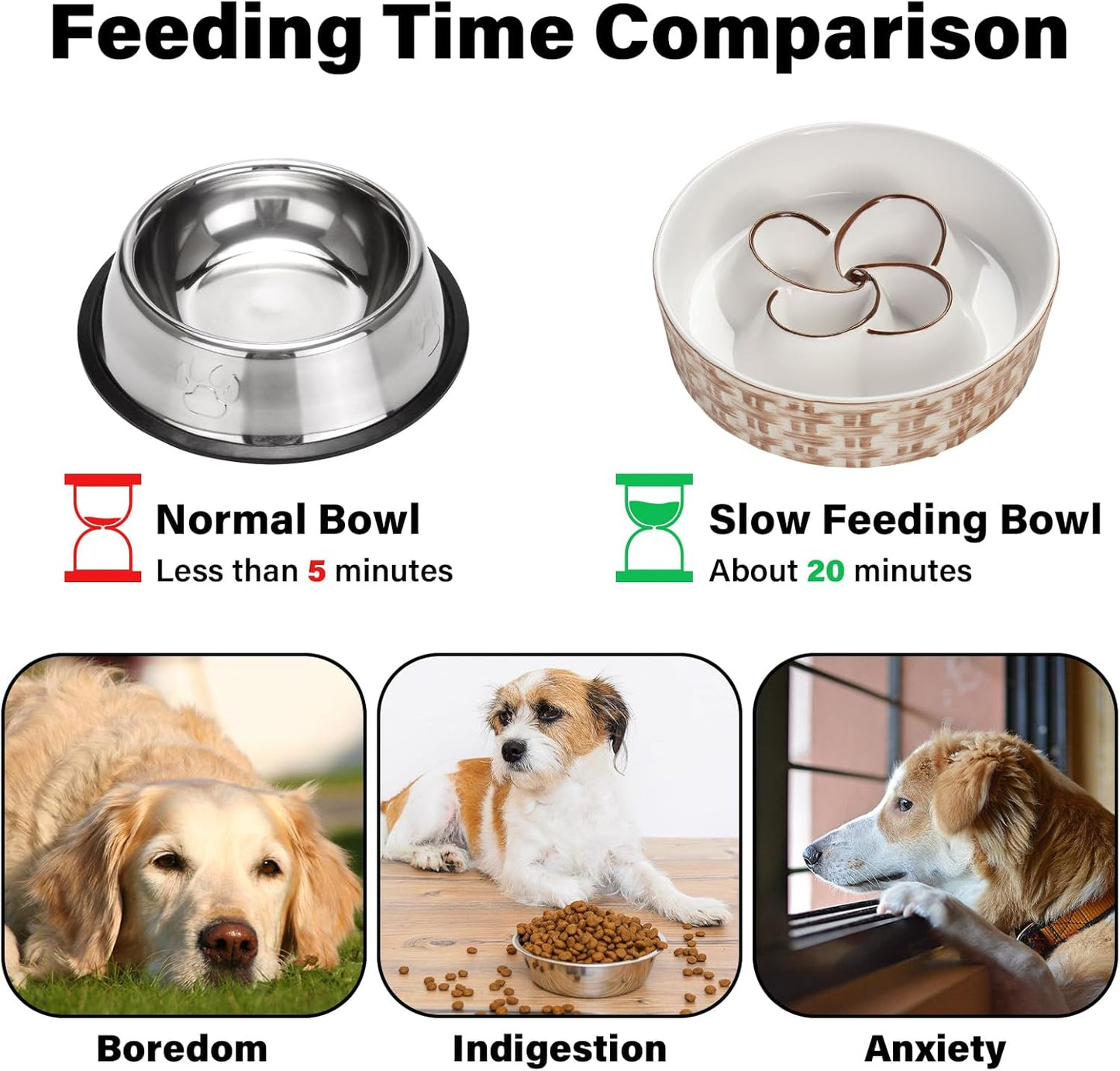 Ceramic Slow Feeder Dog Bowl