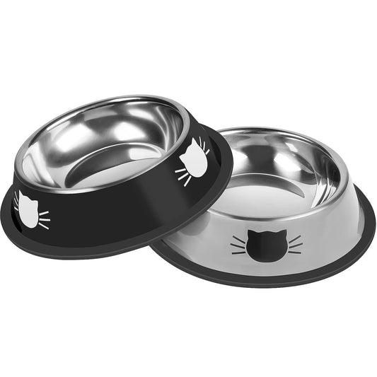 Non-Slip Stainless Steel Cat Food Bowl With Removable Rubber Base